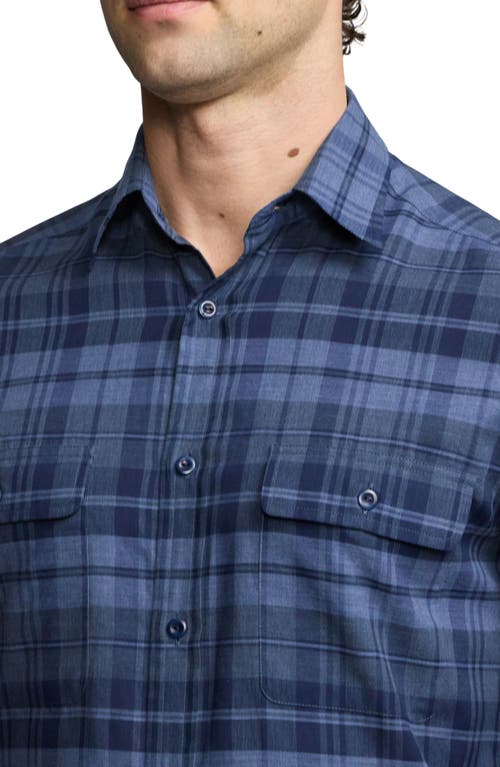 Shop Ralph Lauren Purple Label Shadow Plaid Cotton Button-up Shirt In Dark Slate Blue