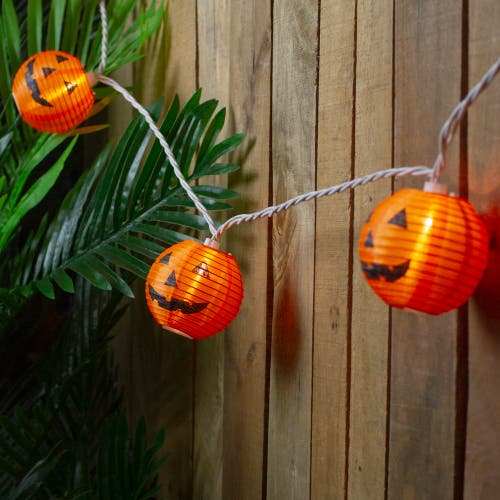 Northlight 10ct Jack-o-lantern Paper Lantern Halloween Lights In Orange