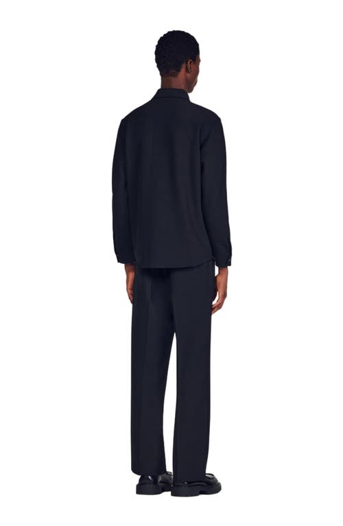 Sandro Long Sleeved Jersey Shirt In Black