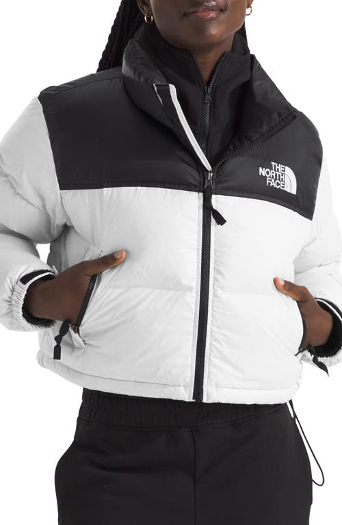 Shop The North Face Nuptse Water Repellent 700 Fill Power Down Short Puffer Jacket In White Dune/tnf Black