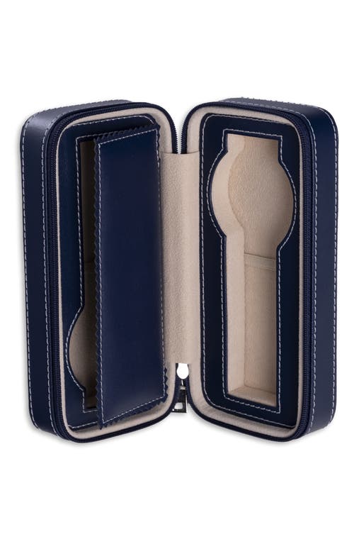 Bey-berk Leather Watch Travel Case In Blue