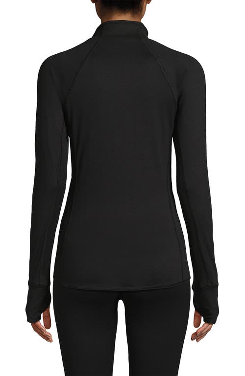 Lands' End Baselayer Cozy Thermaskin Quarter Zip Top In Black