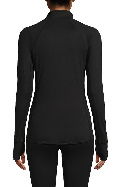 Shop Lands' End Baselayer Cozy Thermaskin Quarter Zip Top In Black