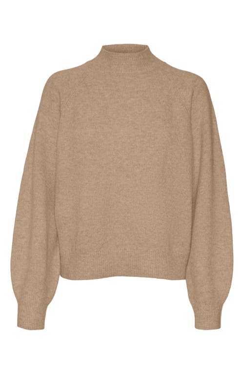 Vero Moda Leaf Mock Neck Sweater In Silver Mink Detail