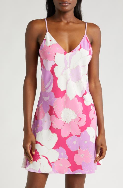 Croisette Floral Matte Satin Chemise in Pink