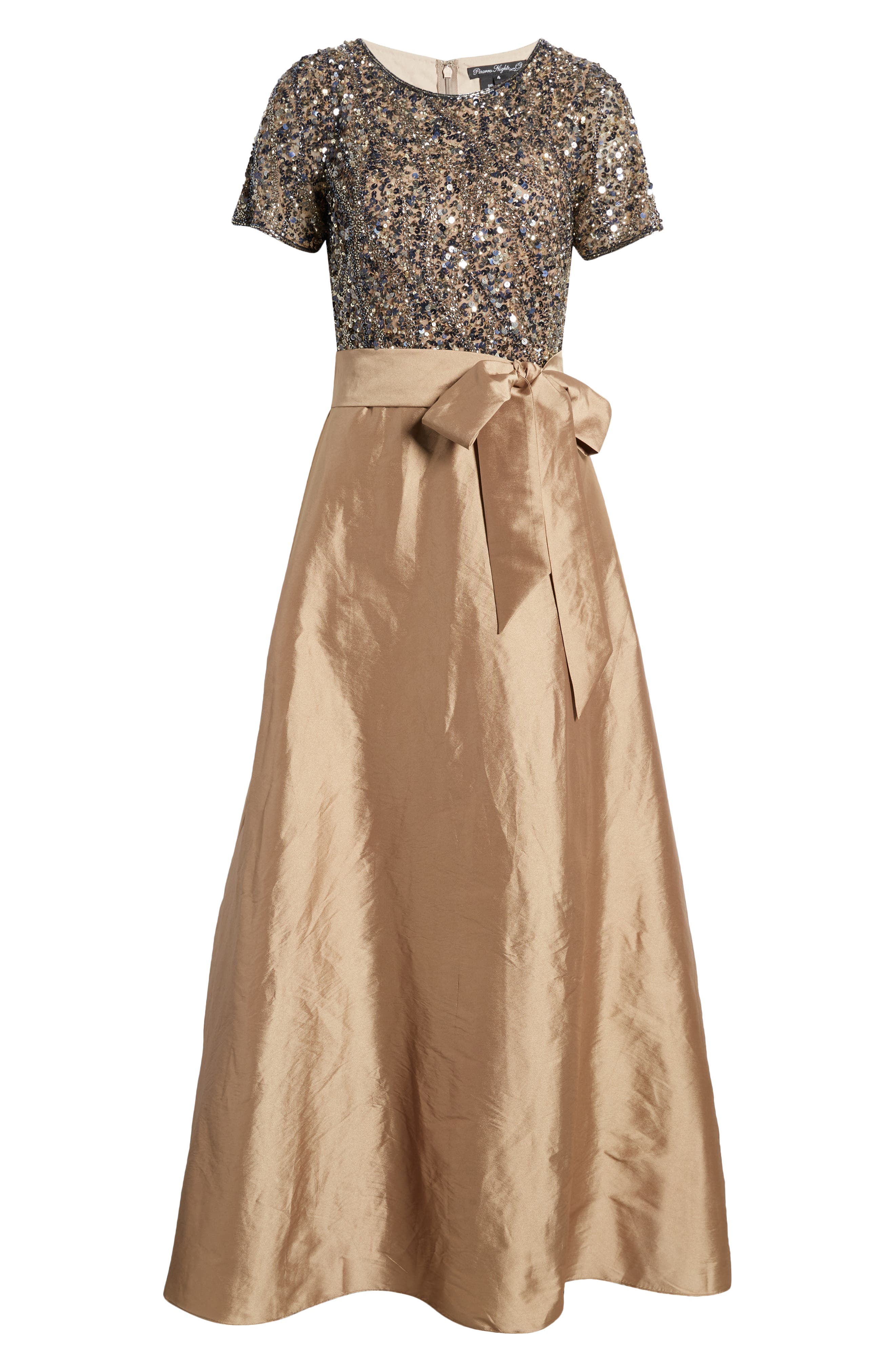 Pisarro Nights Beaded Bodice Mixed Media Gown Nordstrom