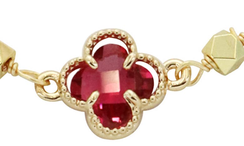 Shop Panacea Crystal Clover Bracelet In Gold Multi