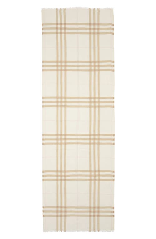 Burberry Check Wool & Silk Scarf In White/alabaster