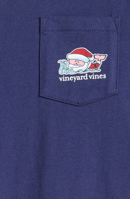 Shop Vineyard Vines Kids' Naughty Or Nice Santa Whale Long Sleeve Cotton Graphic T-shirt In Nautical Navy