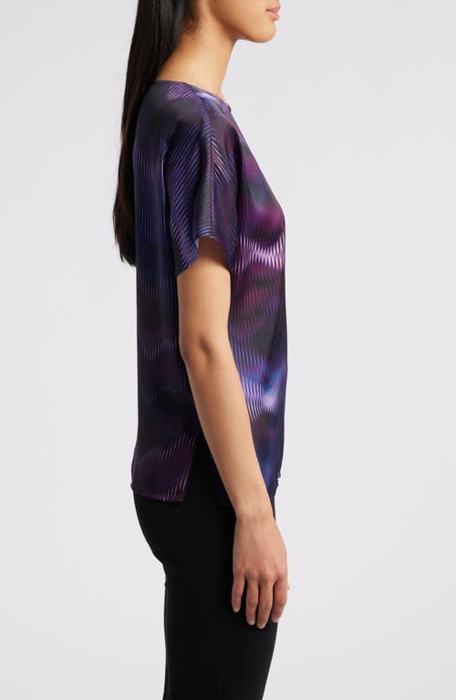 Shop Anne Klein Abstract Print Short Sleeve Top In Deep Plum Multi