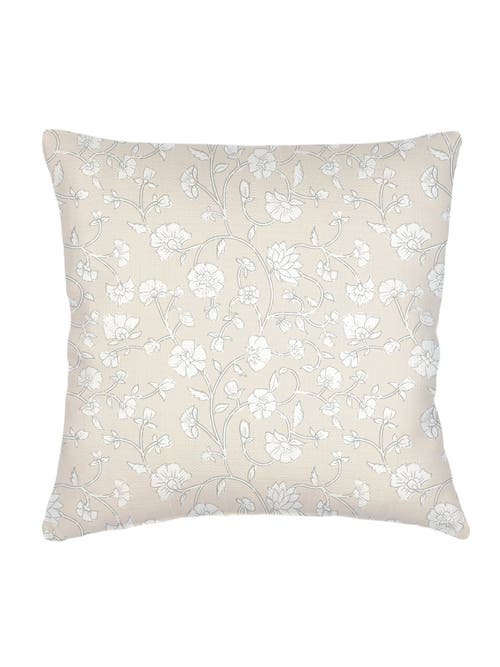 Shop Anaya Jaipur Floral Linen Euro Pillow With Down Alternative Insert In Beige