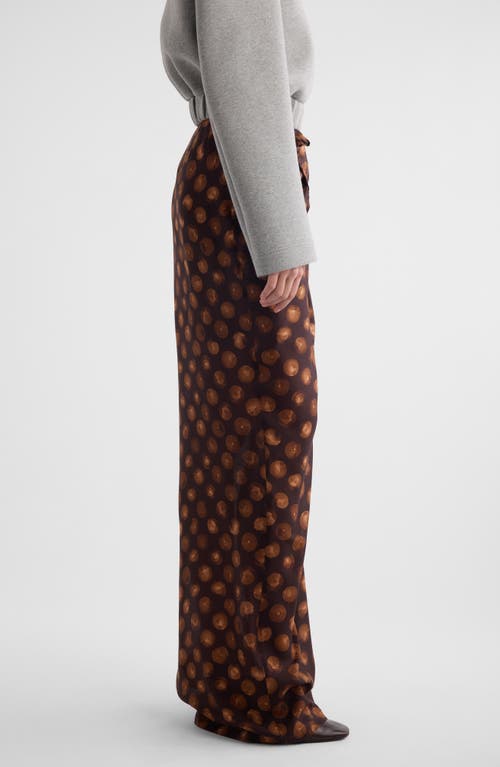 Shop Dries Van Noten Sinas Print Ruffle Silk Maxi Skirt In Brown