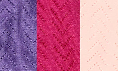 Hanky Panky Women's Move Calm Mid Rise Thong 3 Pack In Acai/sweet Nothing/summer Plum