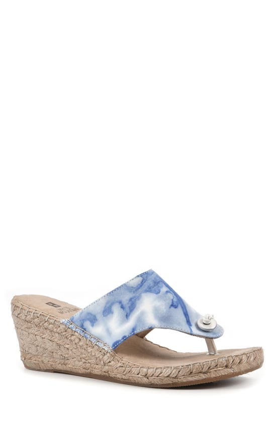 White Mountain Footwear Beachball Espadrille Wedge Sandal In Blue/ Tie Dye/ Fabric