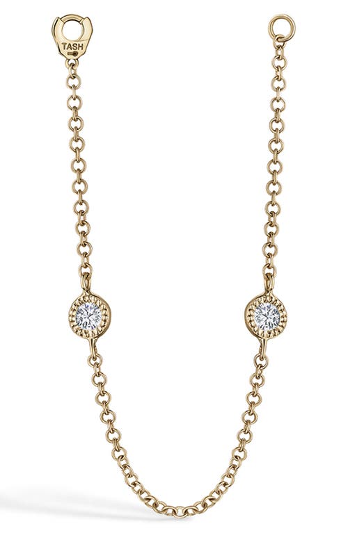 Single Double Scallop Set Diamond Chain Connecting Charm in Yellow Gold