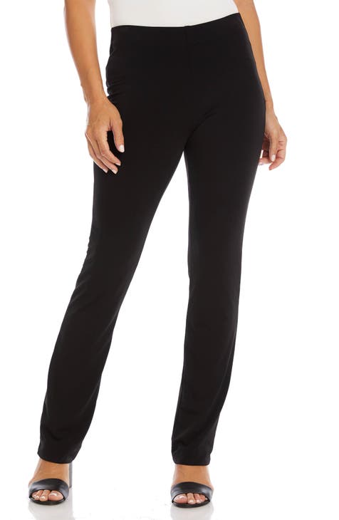 Karen Kane Women's Plus Size Contrast Faux Leather Pant, Black, 3X