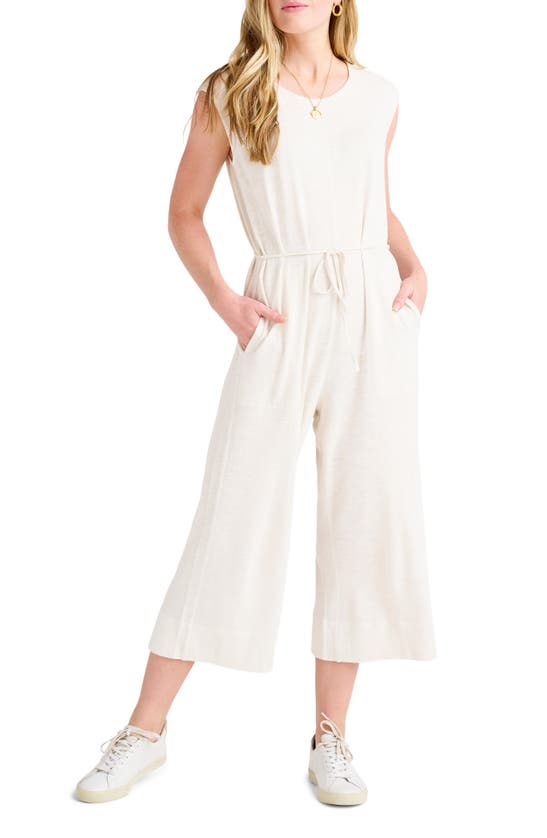 Splendid Janelle Sleeveless Crop Wide Leg Jumpsuit In White Sand