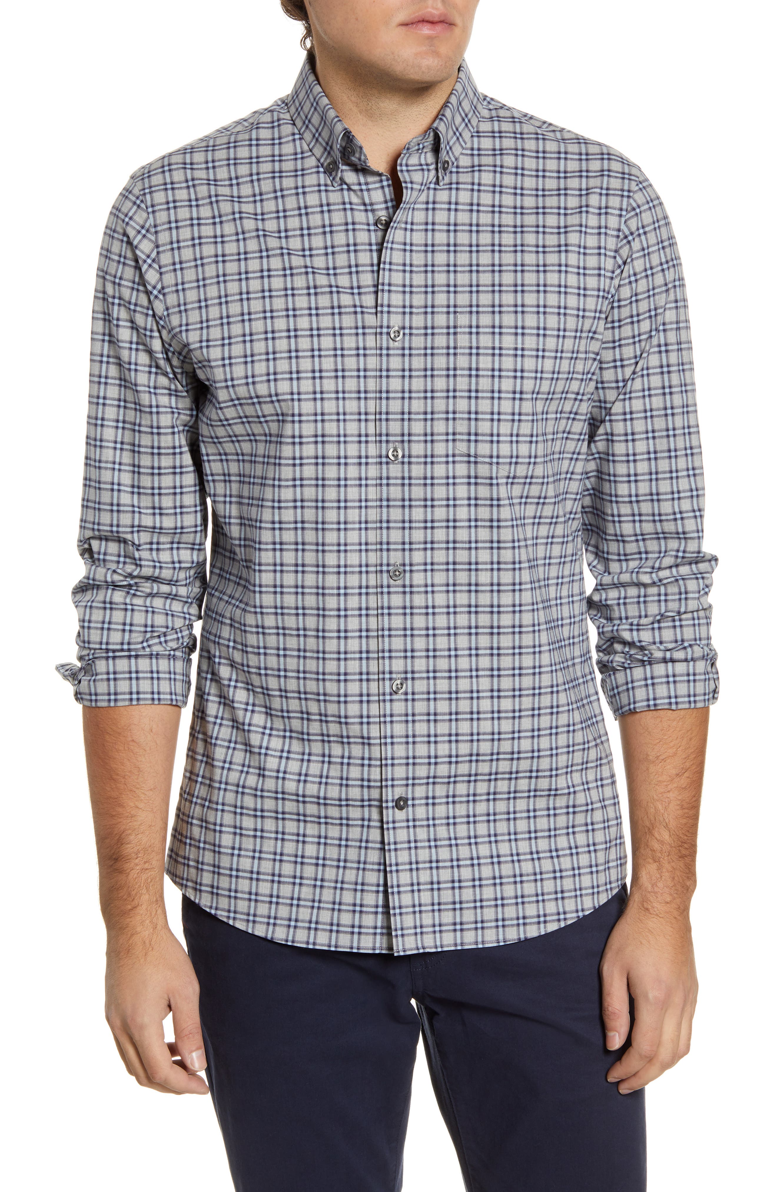 Nordstrom Men's Shop Regular Fit Check ButtonDown Performance Shirt