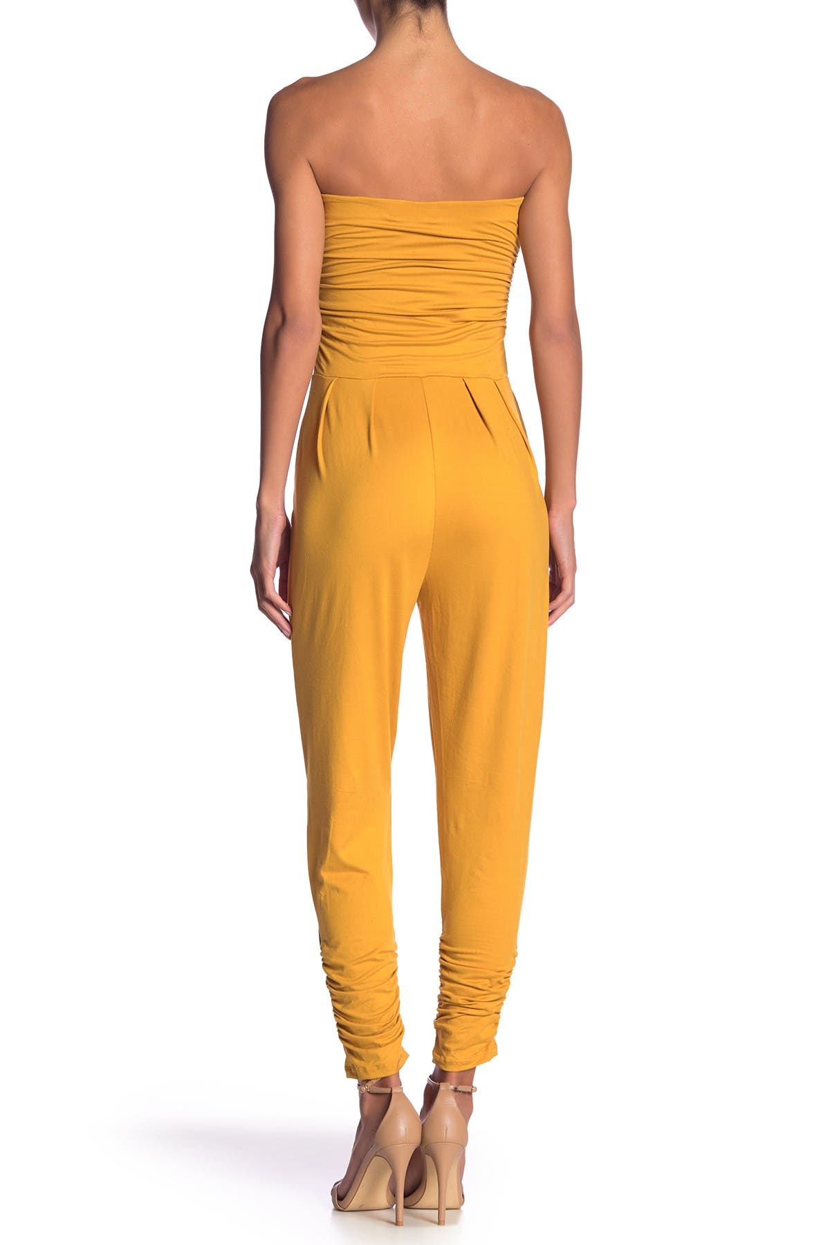 Lime blue strapless ruched jumpsuit Clearance