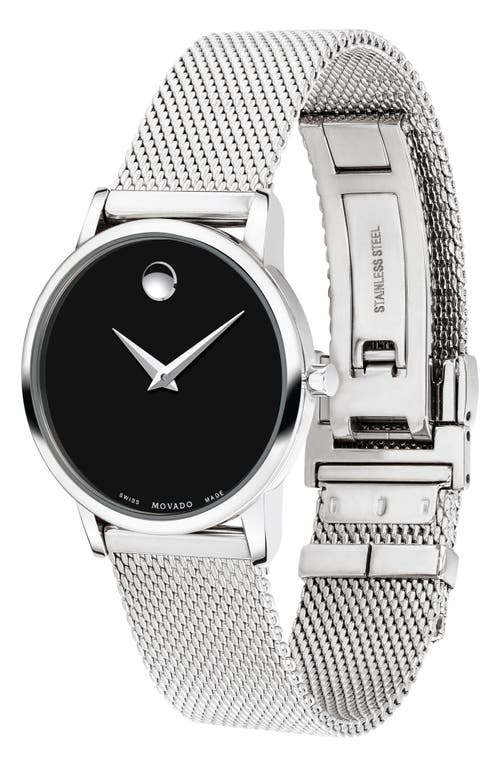 Shop Movado Museum Mesh Strap Watch, 28mm In Silver/black/silver