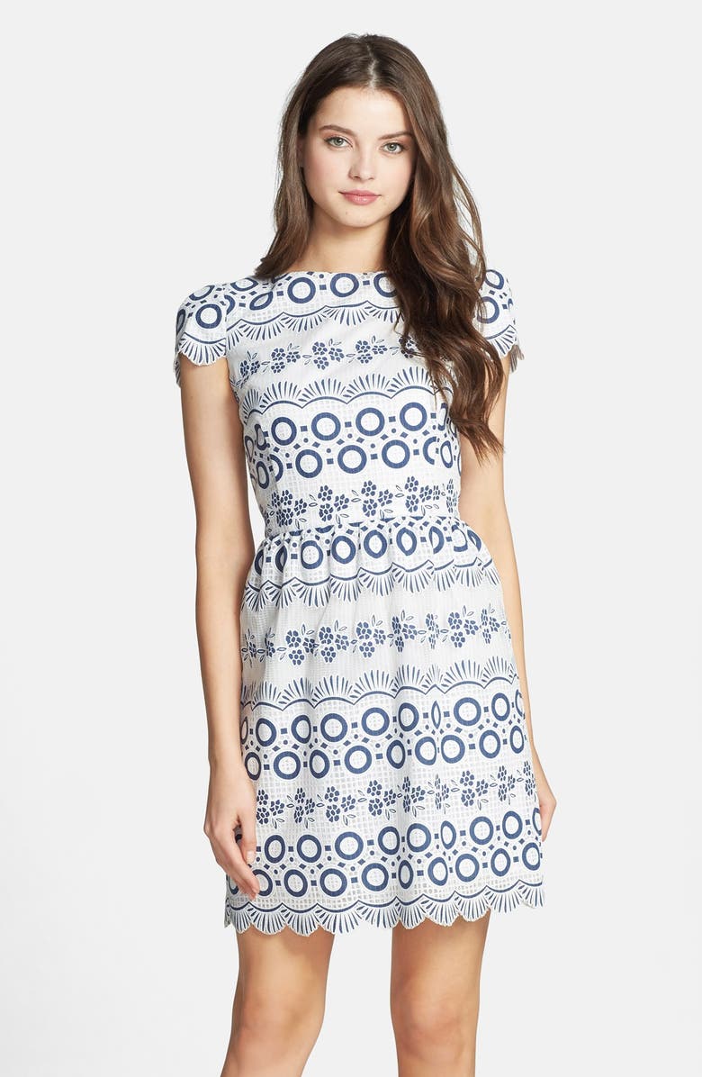 Maia Print Lace Fit & Flare Dress | Nordstrom
