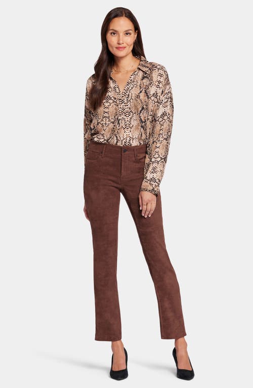 Nydj Sheri Slim Faux Suede Pants In Dark Chocolate
