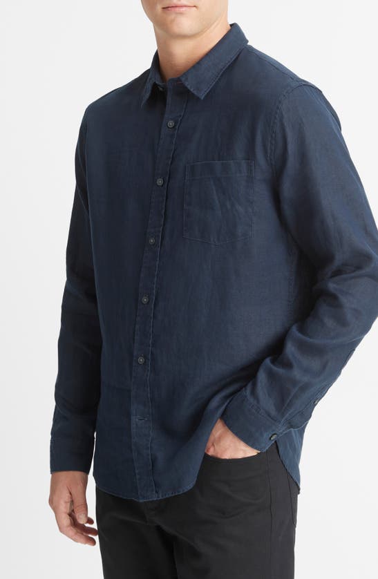 Vince Linen Button-up Shirt In Coastal