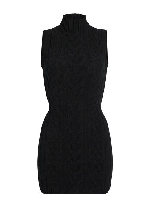 Shop Ser.o.ya Julissa Cable Knit Mini Dress In Black