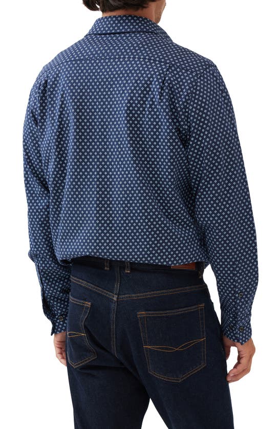 Shop Rodd & Gunn Woodend Foulard Print Cotton Button-up Shirt In Navy