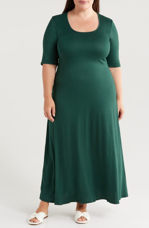 Shop 24seven Comfort Apparel Scoop Neck Jersey Maxi Dress In Hunter