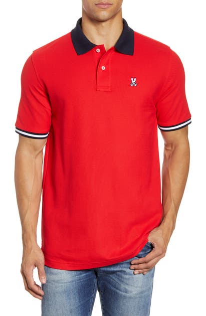 Psycho Bunny Fairholt Pique Polo In 620 Brilliant Red