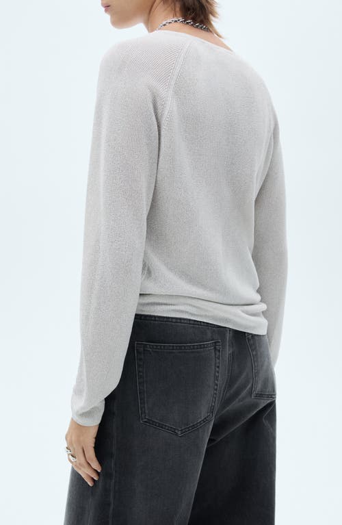 Mango Shimmer V-neck Sweater In Silver