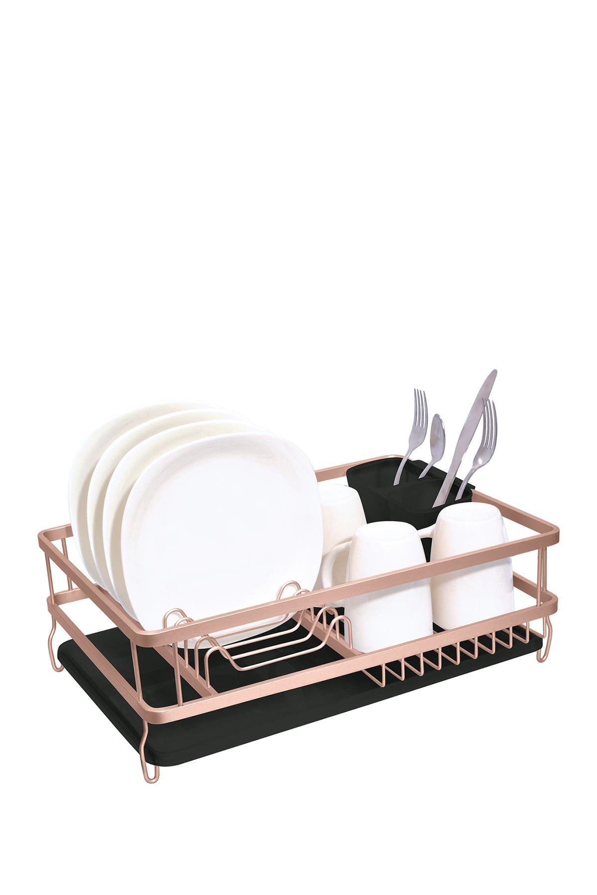 black and rose gold dish drainer