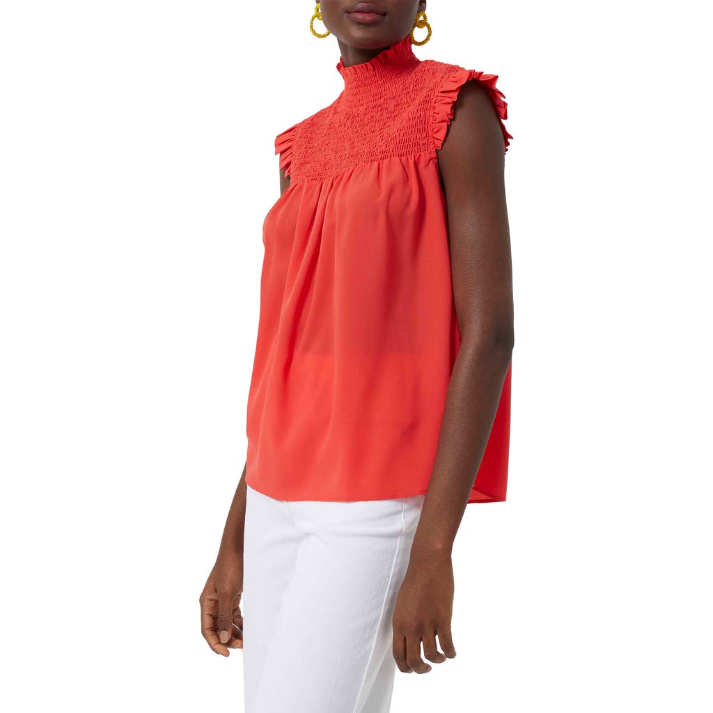 French Connection Boza Smocked Sleeveless Top In Hibiscus