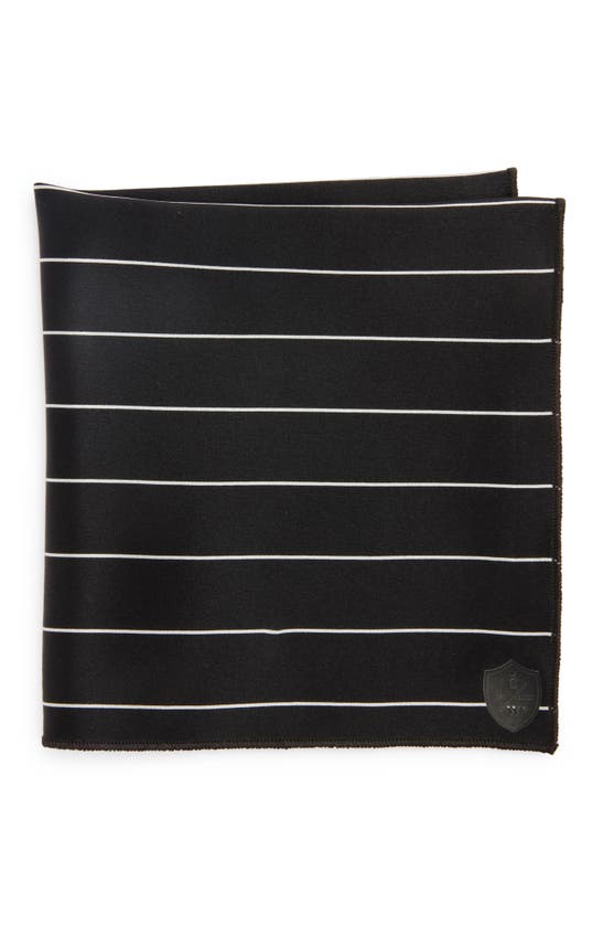 Clifton Wilson Pinstripe Silk Pocket Square In Black