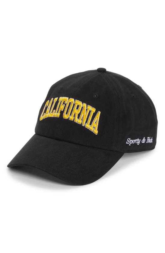 Sporty And Rich California Embroidered Baseball Cap In Faded Black