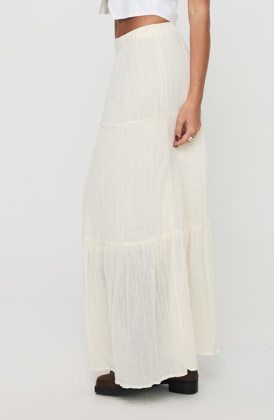 Princess Polly Gilchrist Low Rise Tiered Maxi Skirt In Ivory Low Impact