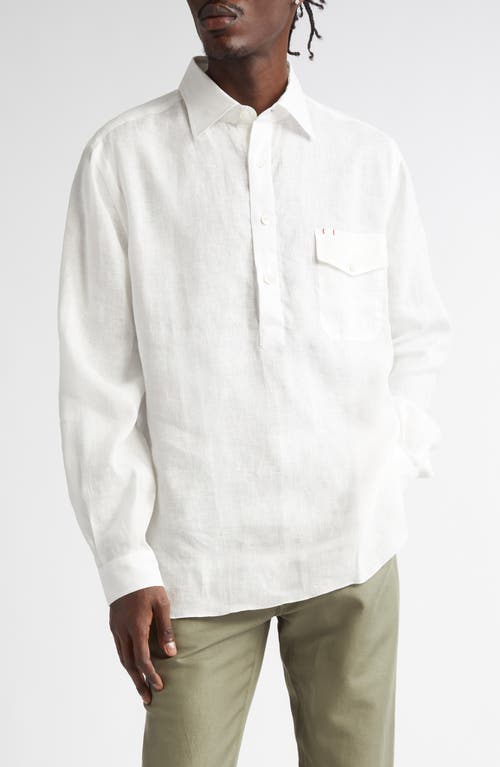 ISAIA Linen Button-Up Shirt in White 