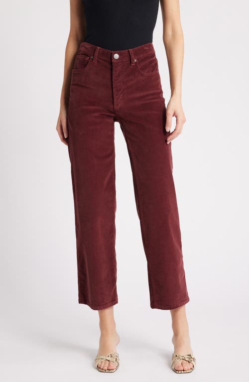 Shop Frame Le Sleek Corduroy Ankle Straight Leg Pants In Dark Burgundy