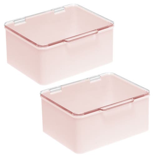 mDesign Plastic Cosmetic Storage Organizer Box, Lid, 2 Pack in Light Pink/clear at Nordstrom