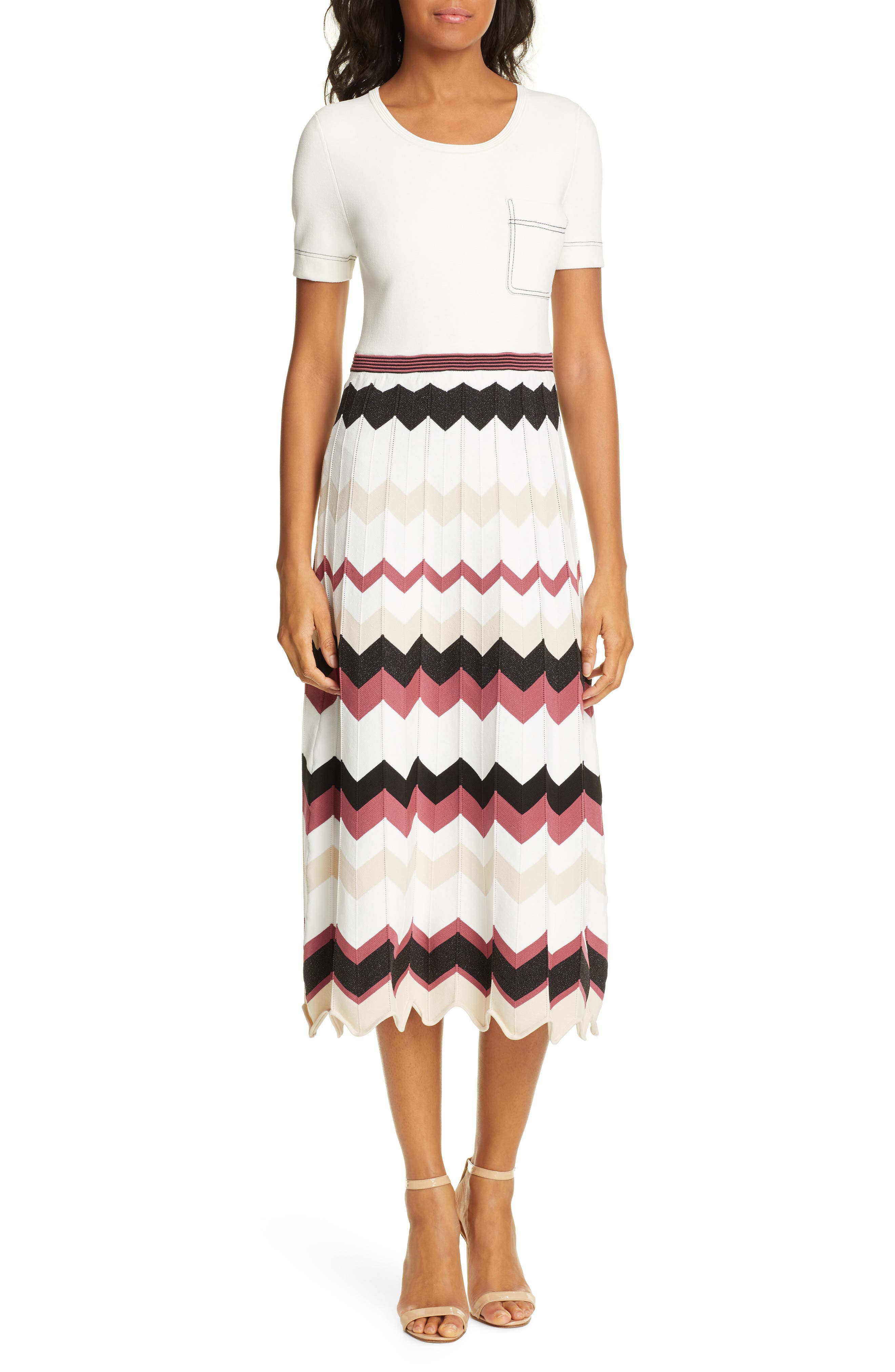 Dvf Gaia Chevron Pattern Dress
