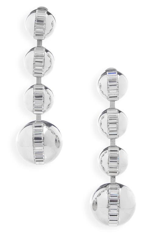 Saint Laurent Sphere Drop Earrings in Palladium/Crystal