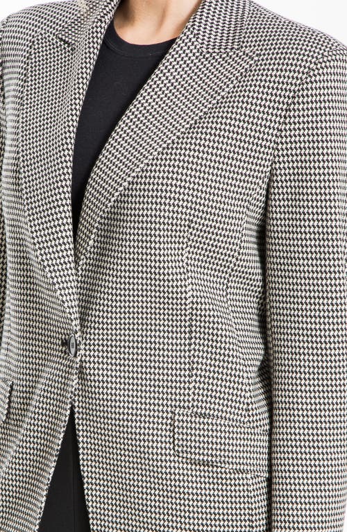 Max Studio Houndstooth Knit Blazer In Black/cream