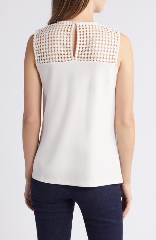 Shop Anne Klein Serenity Lace Yoke Tank In Anne White