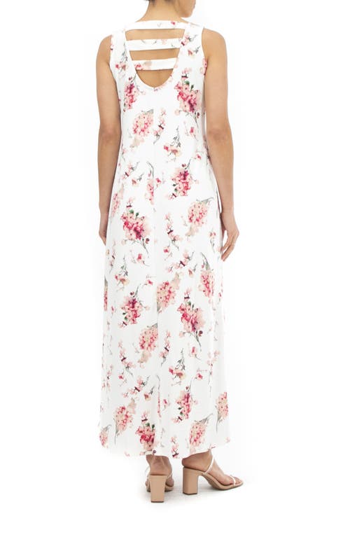Shop Nina Leonard Stripe Print Maxi Dress In Blush/cognac Multi