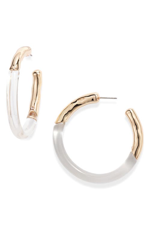 Open Edit Molten Resin Hoop Earrings in Clear- Gold at Nordstrom