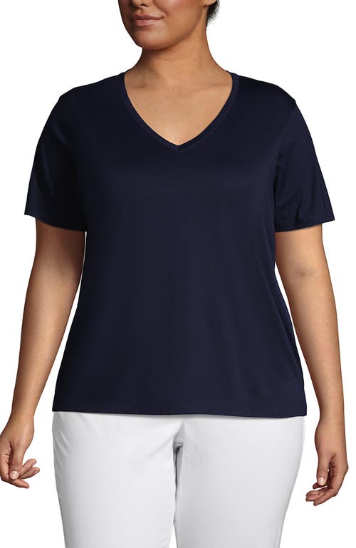 Shop Lands' End Plus Size Relaxed Supima Cotton V-neck T-shirt In Radiant Navy