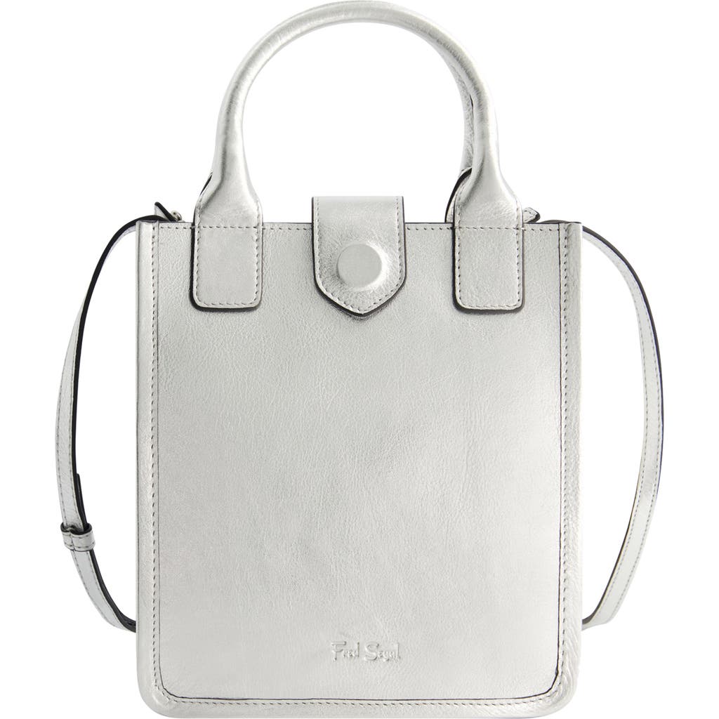 Uspa Accessories Leather Top Handle Bag In Silver