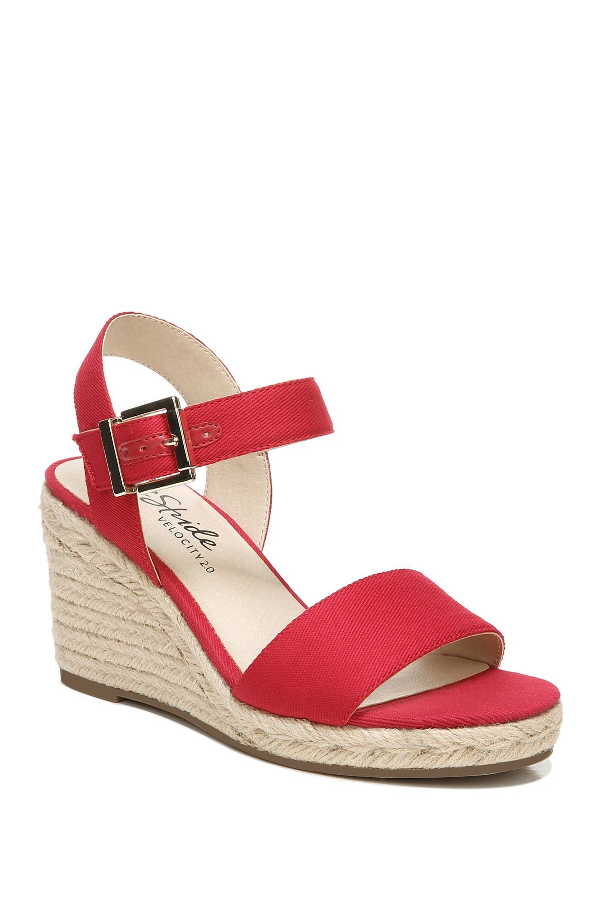 ladies red wedges