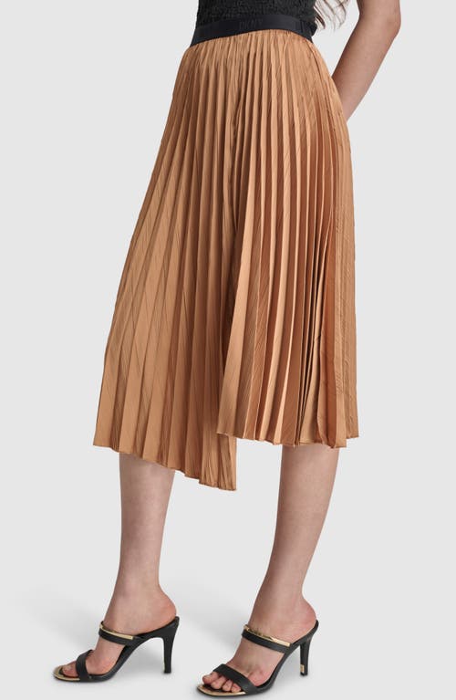 Shop Dkny Pleated Asymmetric Midi Skirt In Tawney